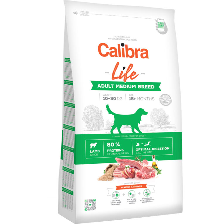 [E009937] Calibra Dog Life Adult Medium Breed Lamb 12kg