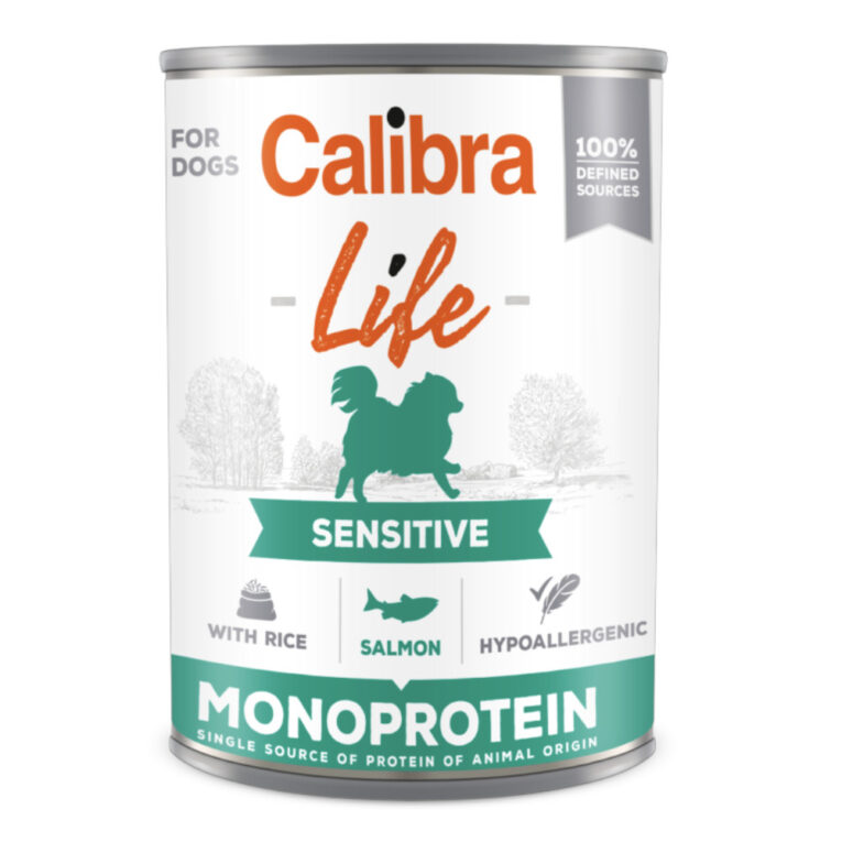[E013765] Calibra Dog Life Can Sensitive Salmon with Rice 400g
